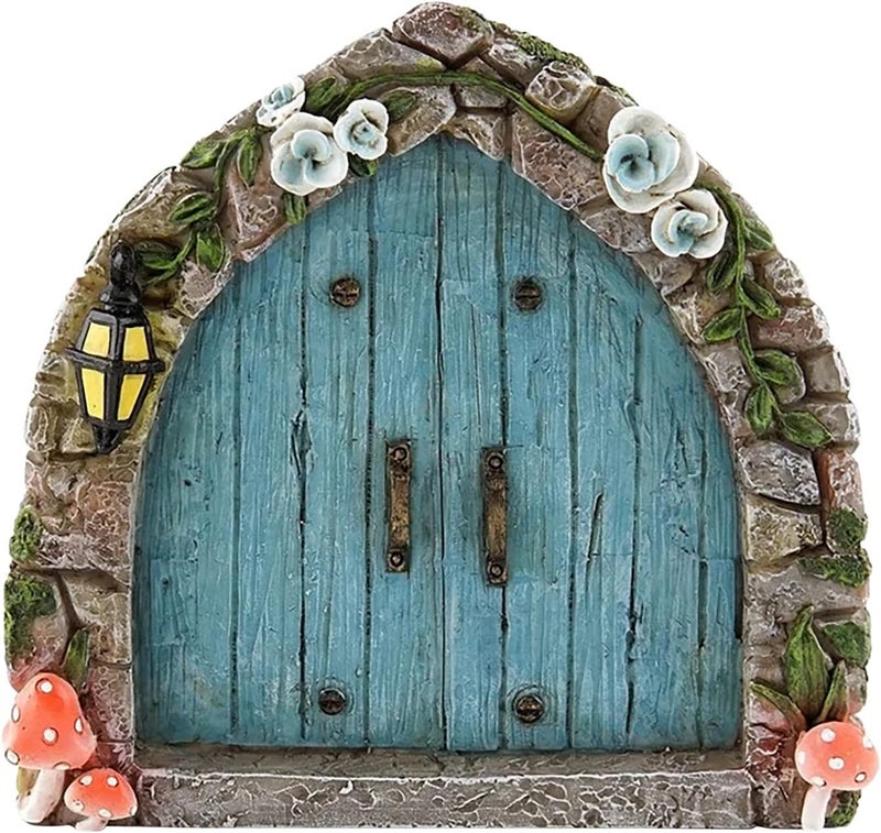 SETOFI Fairy Door for Tree, Wooden Fairy Doors Elf Door Miniature Wood Doors for Garden Yard Trees Ornaments (D) - Image 1